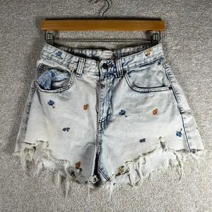 Women's Cotton On High rise mom acid washed floral design short shorts
